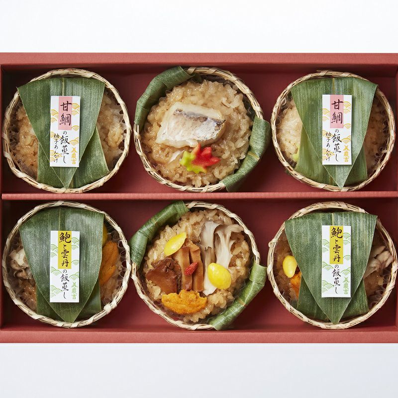 鮑と雲丹の飯蒸しと甘鯛の飯蒸し箱