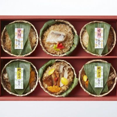 鮑と雲丹の飯蒸しと甘鯛の飯蒸し箱