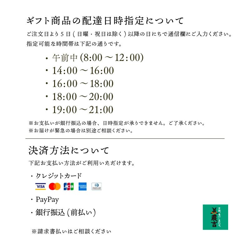 ギフト配送・決済情報